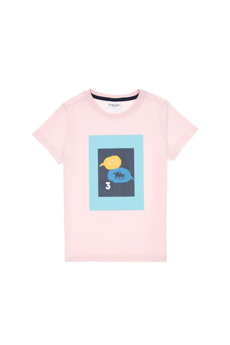 Erkek Çocuk Açık Pembe Bisiklet Yaka Tişört