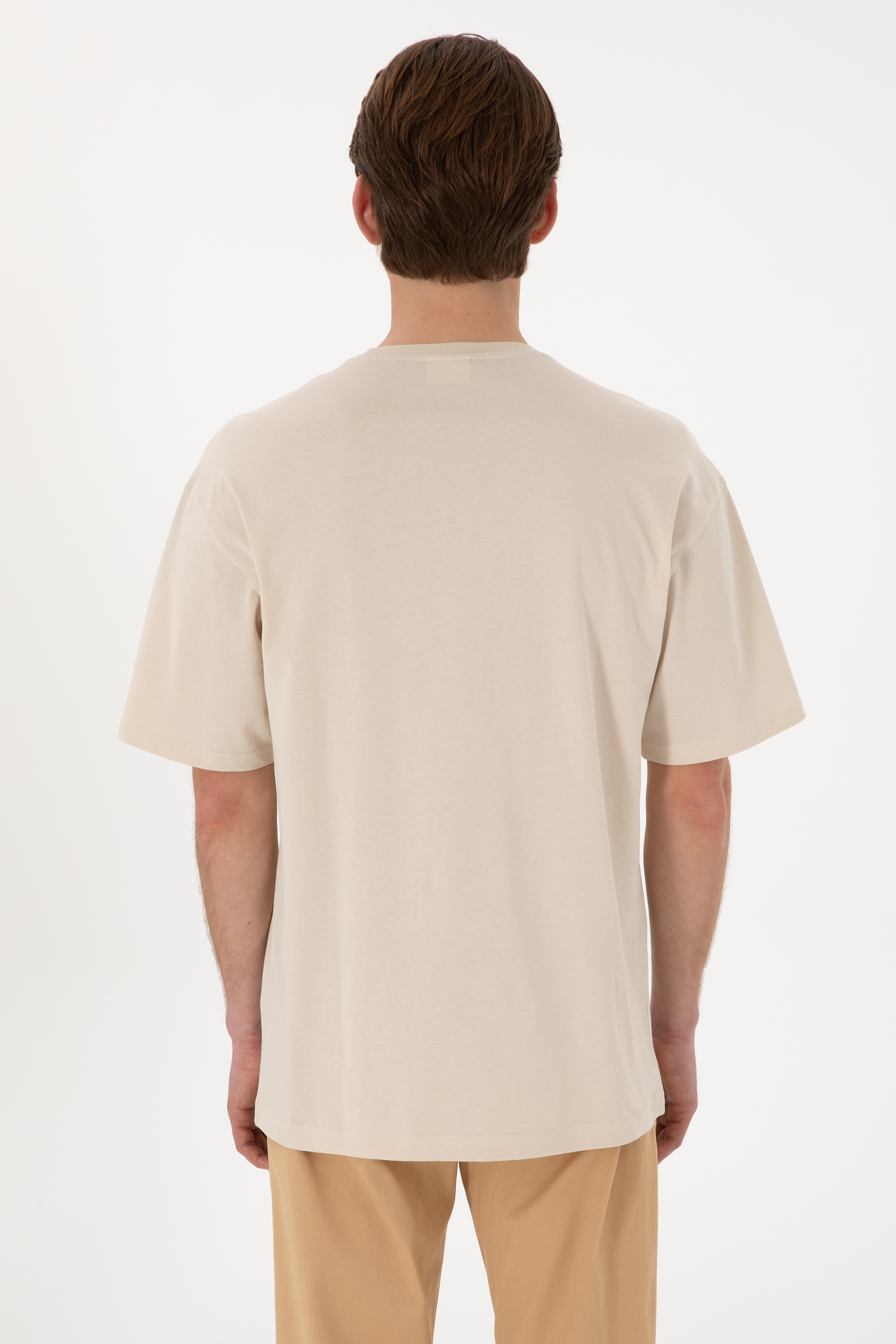 Erkek Comfort Fit Bisiklet Yaka Taş Tişört - Image 5