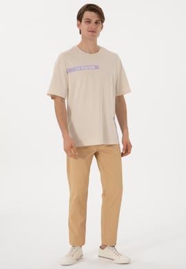 Erkek Comfort Fit Bisiklet Yaka Taş Tişört - 50306904030