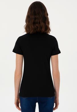 Kadın Siyah Basic Polo Yaka Tişört - 50305764020