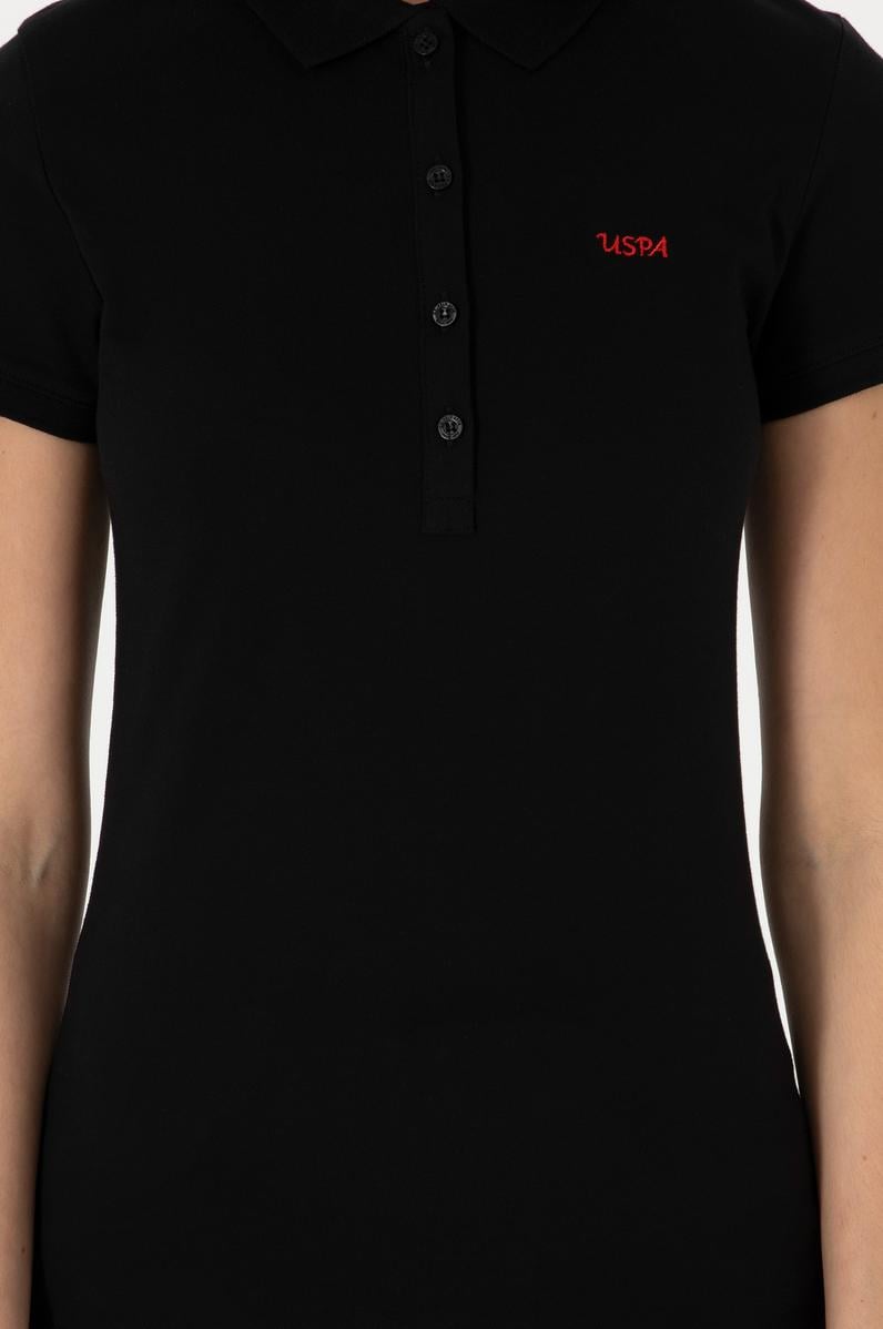 Kadın Siyah Basic Polo Yaka Tişört