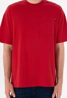 Erkek Comfort Fit Bisiklet Yaka Kırmızı Tişört - 50305990046