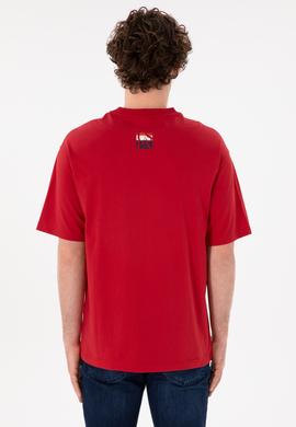 Erkek Comfort Fit Bisiklet Yaka Kırmızı Tişört - 50305990046