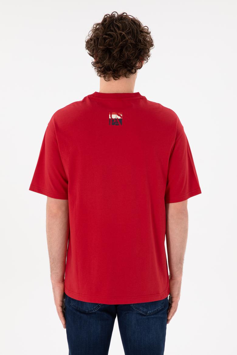 Erkek Comfort Fit Bisiklet Yaka Kırmızı Tişört - 50305990046