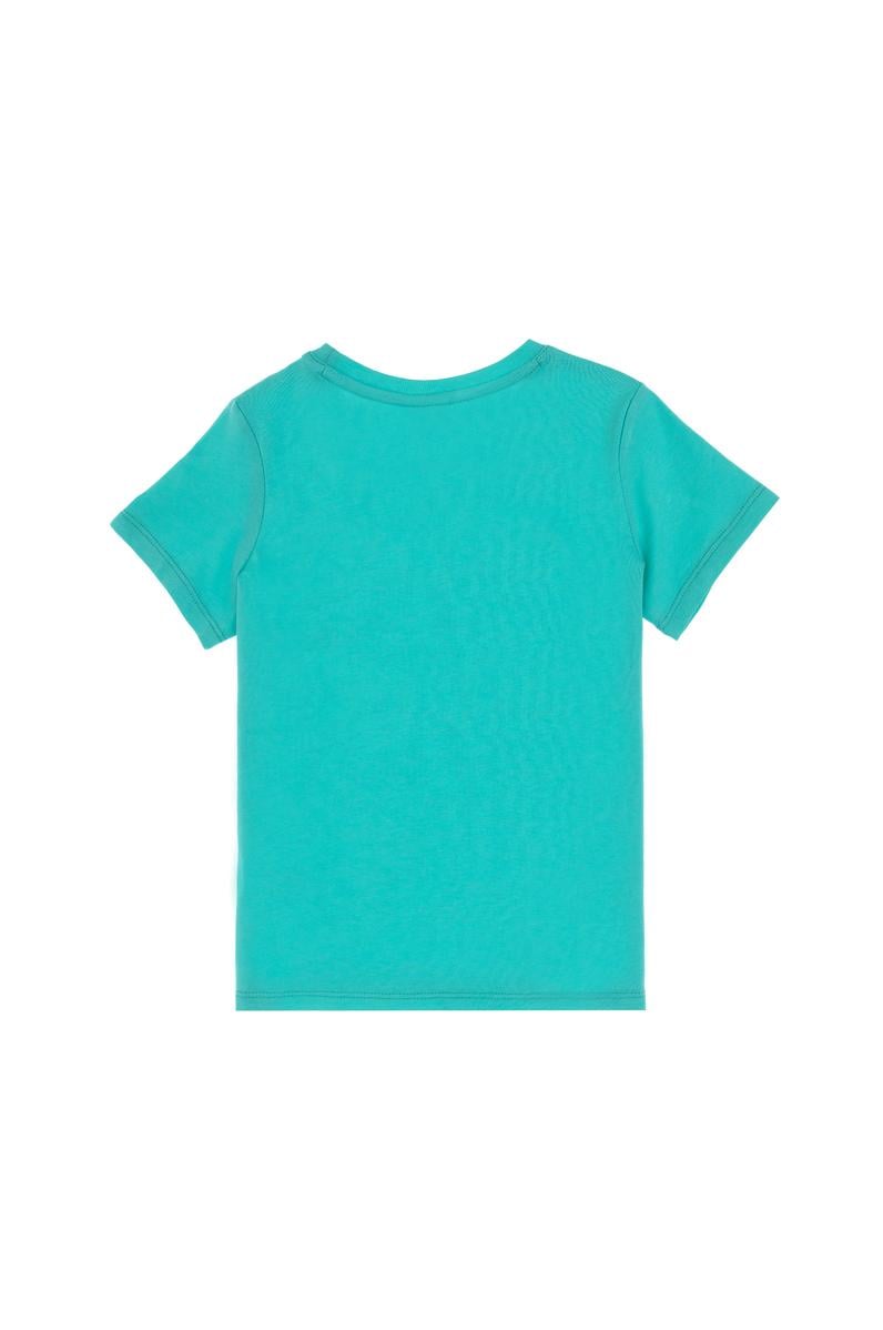 Kız Çocuk Mint Bisiklet Yaka Pamuk Simli Uspa Baskılı Basic Tişört