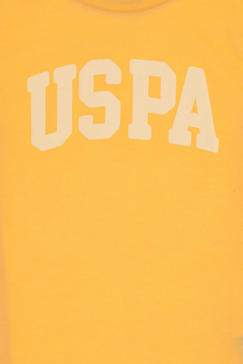 Kız Çocuk Turuncu Bisiklet Yaka Pamuk Simli Uspa Baskılı Basic Tişört - 50306042127