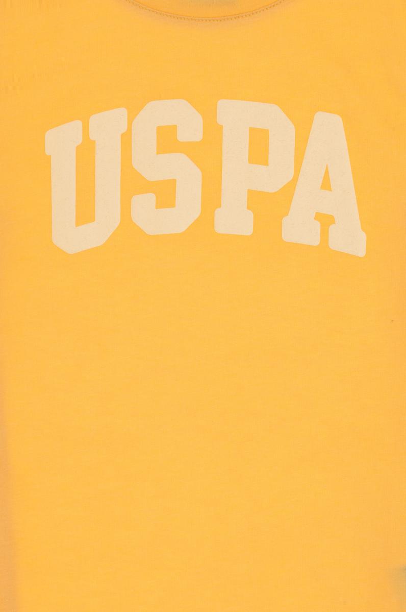 Kız Çocuk Turuncu Bisiklet Yaka Pamuk Simli Uspa Baskılı Basic Tişört