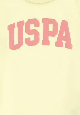 Kız Çocuk Limon Bisiklet Yaka Pamuk Simli Uspa Baskılı Basic Tişört - 50306042103