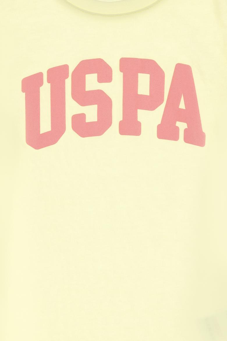 Kız Çocuk Limon Bisiklet Yaka Pamuk Simli Uspa Baskılı Basic Tişört - 50306042103