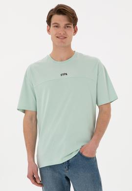 Erkek Comfort Fit Bisiklet Yaka Su Yeşili Tişört - 50306017099