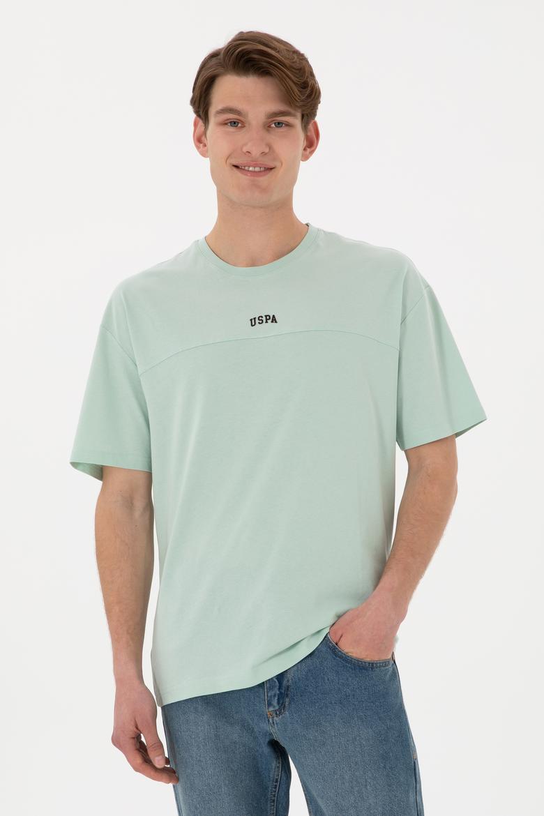 Erkek Comfort Fit Bisiklet Yaka Su Yeşili Tişört