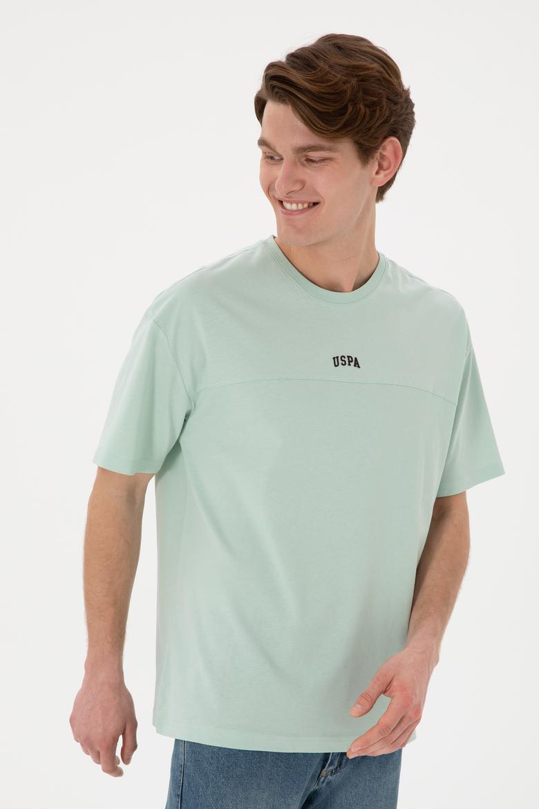 Erkek Comfort Fit Bisiklet Yaka Su Yeşili Tişört - 50306017099