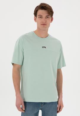 Erkek Comfort Fit Bisiklet Yaka Su Yeşili Tişört - 50306017099