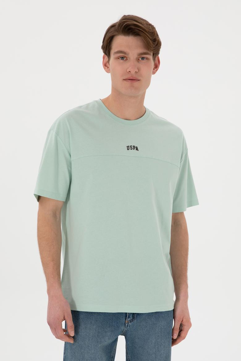 Erkek Comfort Fit Bisiklet Yaka Su Yeşili Tişört - 50306017099