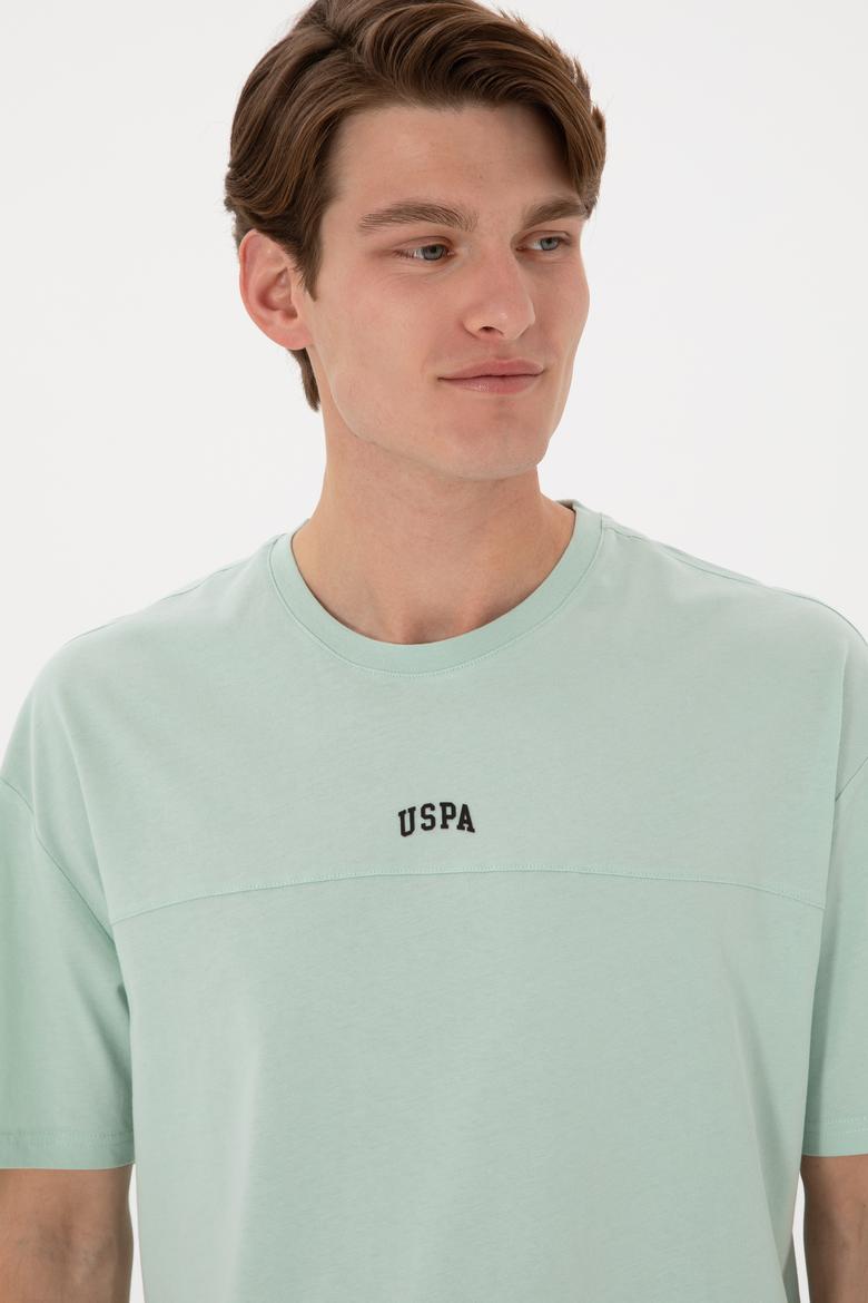 Erkek Comfort Fit Bisiklet Yaka Su Yeşili Tişört - 50306017099