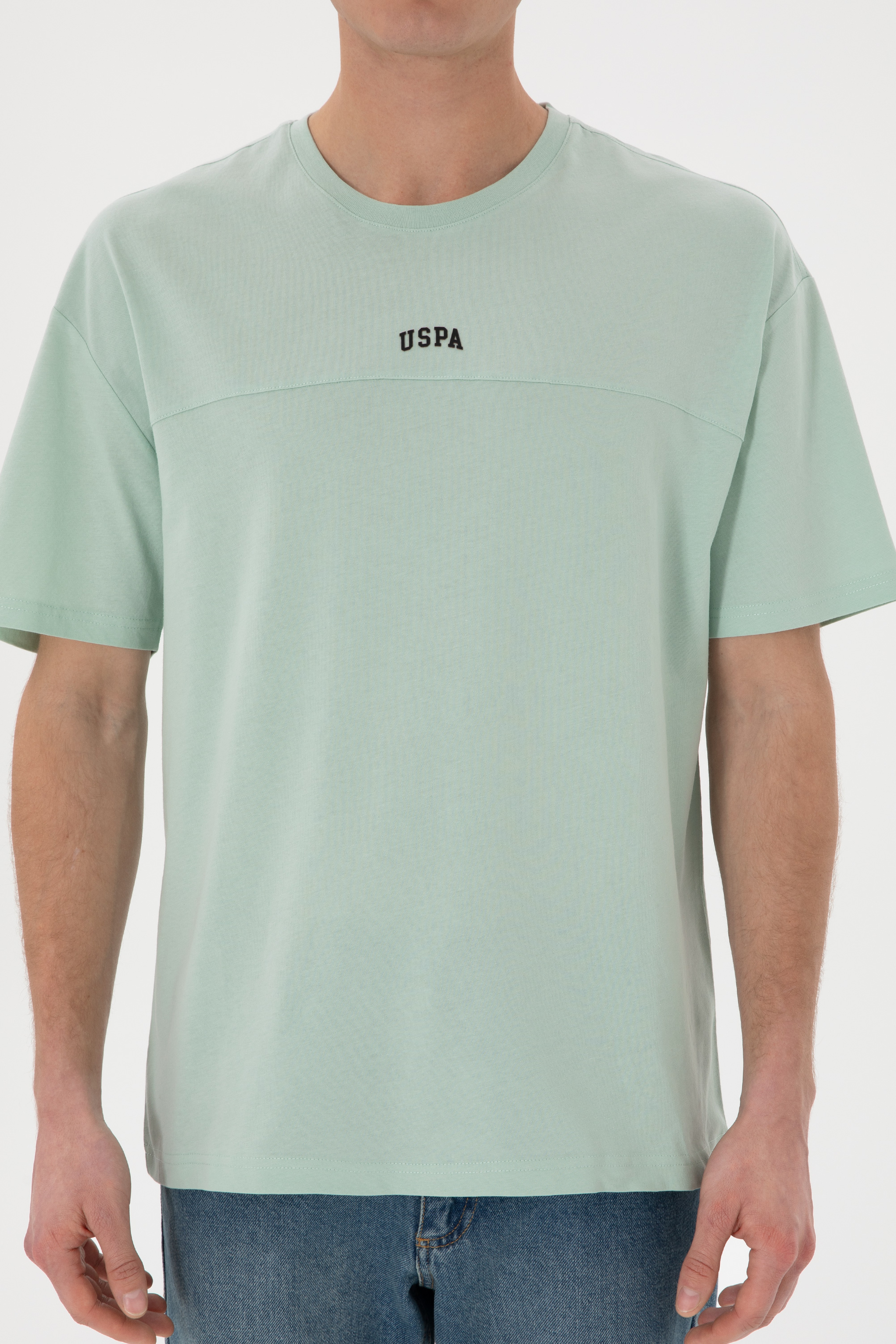 Erkek Comfort Fit Bisiklet Yaka Su Yeşili Tişört - Image 7