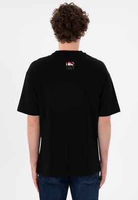 Erkek Comfort Fit Bisiklet Yaka Siyah Tişört - 50305990027