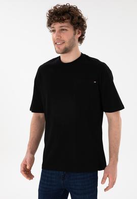 Erkek Comfort Fit Bisiklet Yaka Siyah Tişört - 50305990027