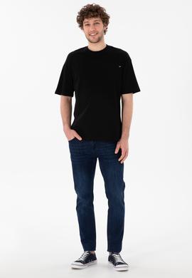 Erkek Comfort Fit Bisiklet Yaka Siyah Tişört - 50305990027