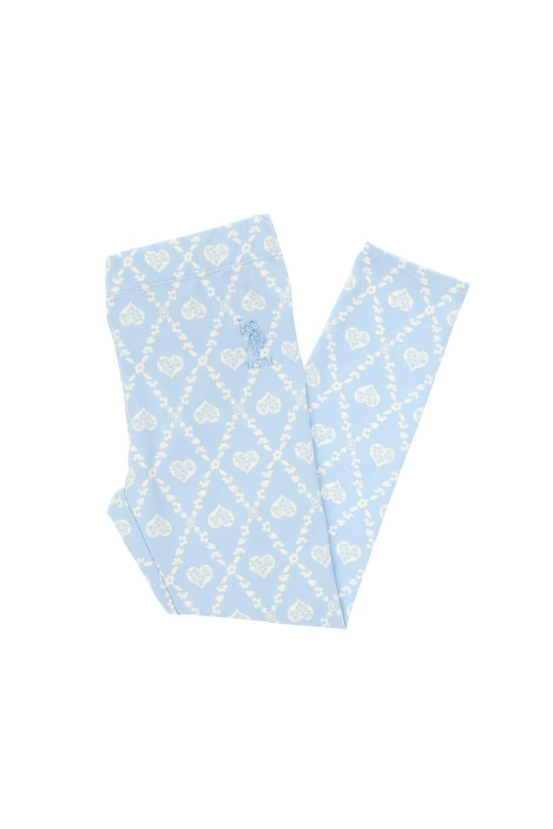 Kız Çocuk Açık Mavi Kalp Desenli İnterlok Eşofman Altı - 50306278025