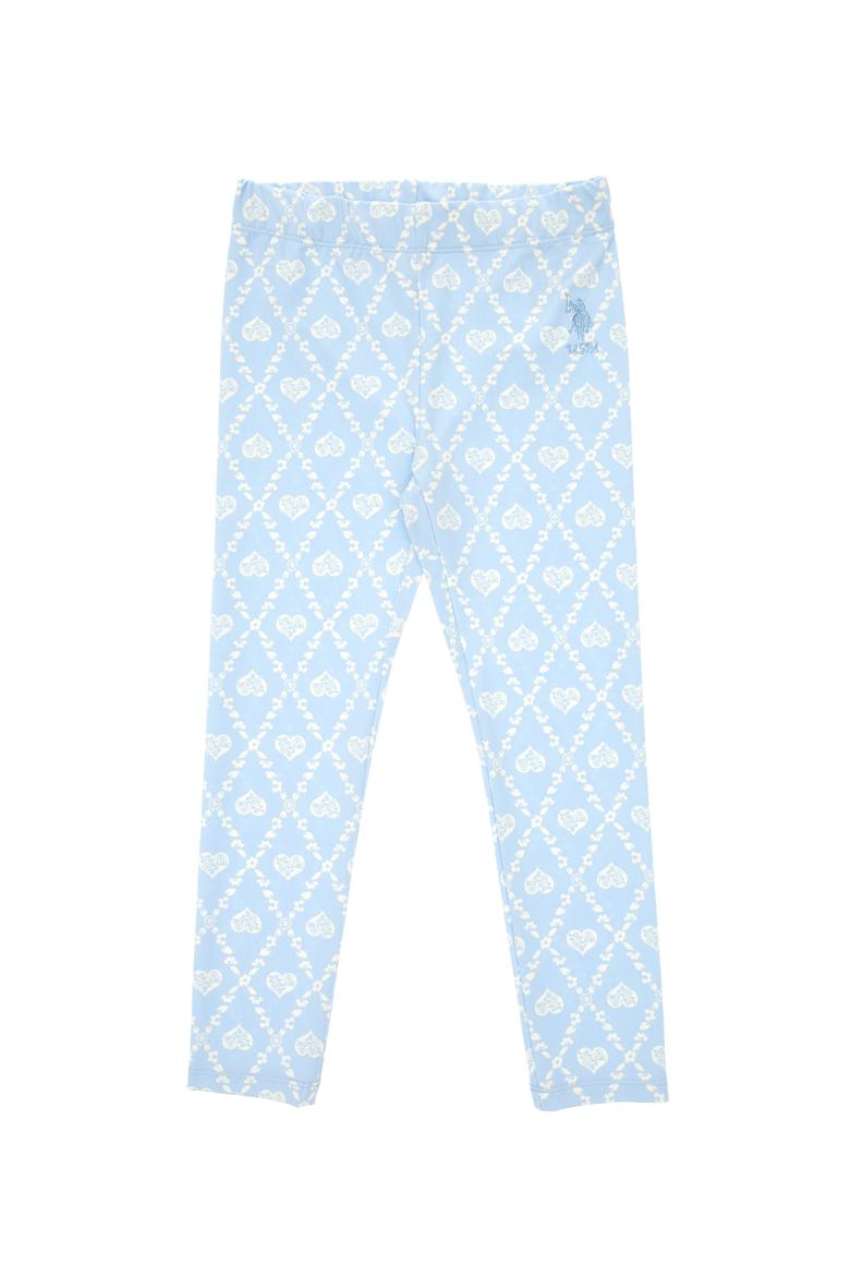 Kız Çocuk Açık Mavi Kalp Desenli İnterlok Eşofman Altı - 50306278025
