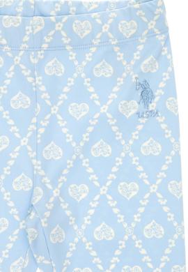Kız Çocuk Açık Mavi Kalp Desenli İnterlok Eşofman Altı - 50306278025