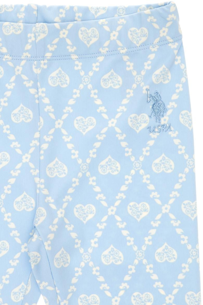 Kız Çocuk Açık Mavi Kalp Desenli İnterlok Eşofman Altı - 50306278025