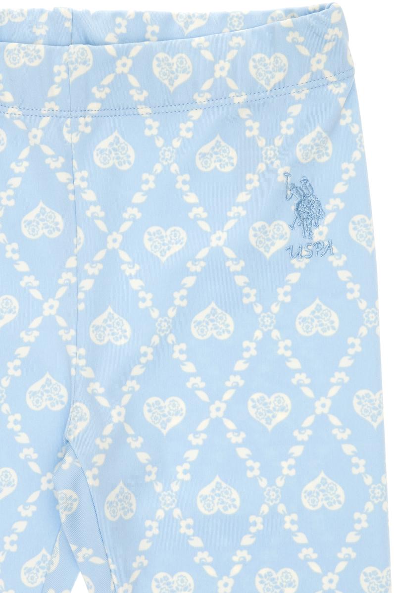 Kız Çocuk Açık Mavi Kalp Desenli İnterlok Eşofman Altı