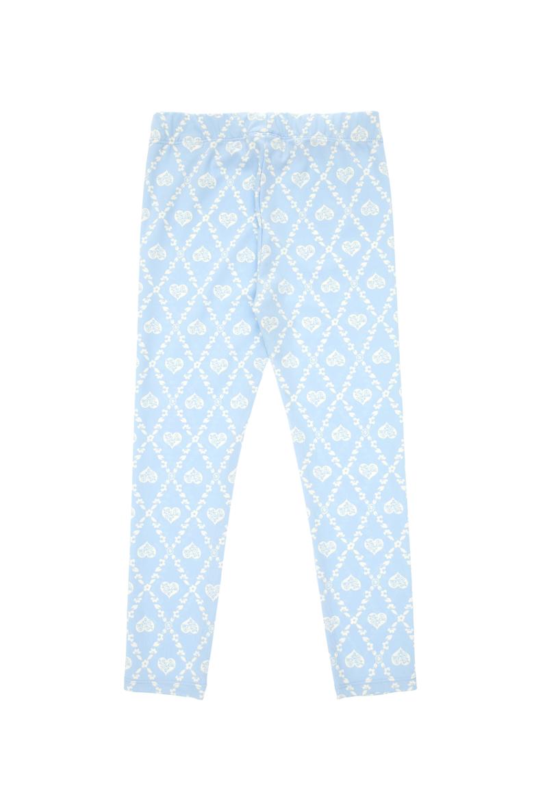 Kız Çocuk Açık Mavi Kalp Desenli İnterlok Eşofman Altı - 50306278025