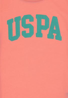 Kız Çocuk Pembe Bisiklet Yaka Pamuk Simli Uspa Baskılı Basic Tişört - 50306042149