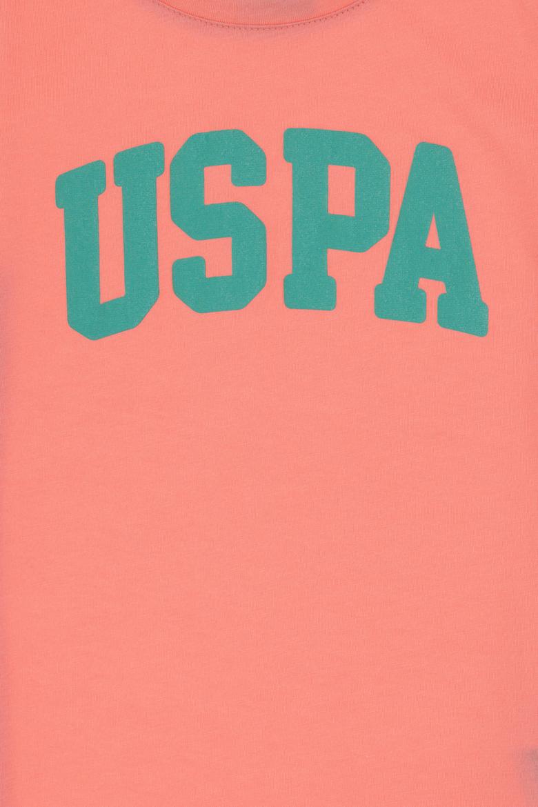 Kız Çocuk Pembe Bisiklet Yaka Pamuk Simli Uspa Baskılı Basic Tişört - 50306042149