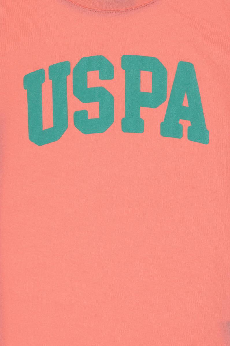 Kız Çocuk Pembe Bisiklet Yaka Pamuk Simli Uspa Baskılı Basic Tişört