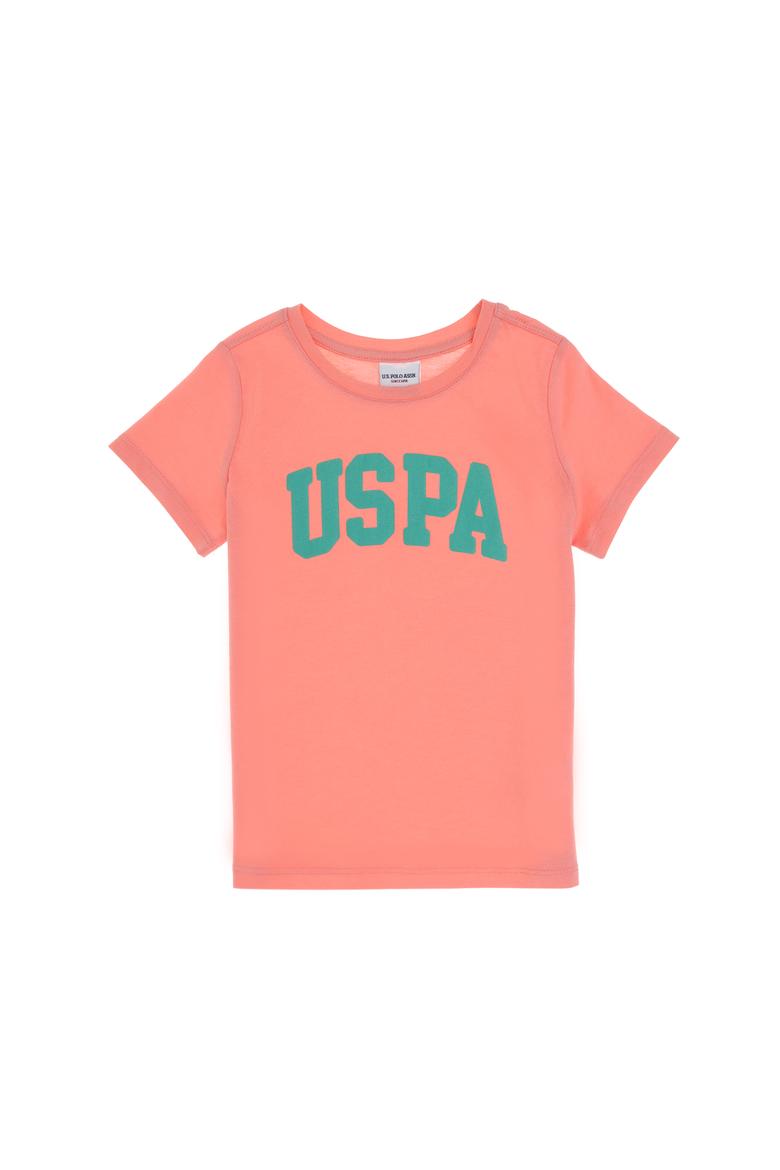 Kız Çocuk Pembe Bisiklet Yaka Pamuk Simli Uspa Baskılı Basic Tişört - 50306042149