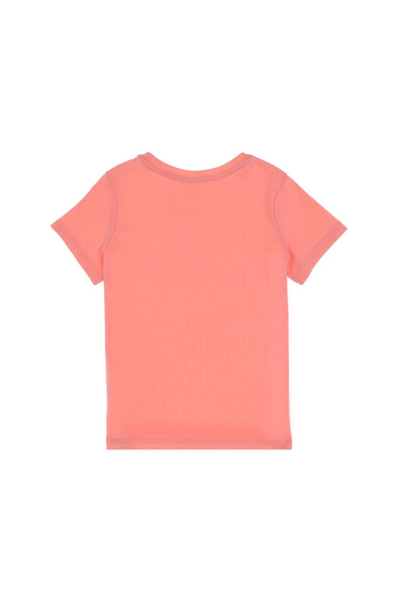 Kız Çocuk Pembe Bisiklet Yaka Pamuk Simli Uspa Baskılı Basic Tişört - 50306042149