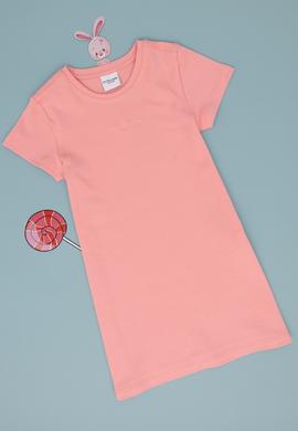 Kız Çocuk Pembe Bisiklet Yaka Kısa Kol İnterlok Basic Örme Elbise - 50306277012