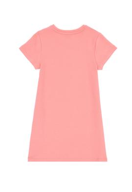 Kız Çocuk Pembe Bisiklet Yaka Kısa Kol İnterlok Basic Örme Elbise - 50306277012