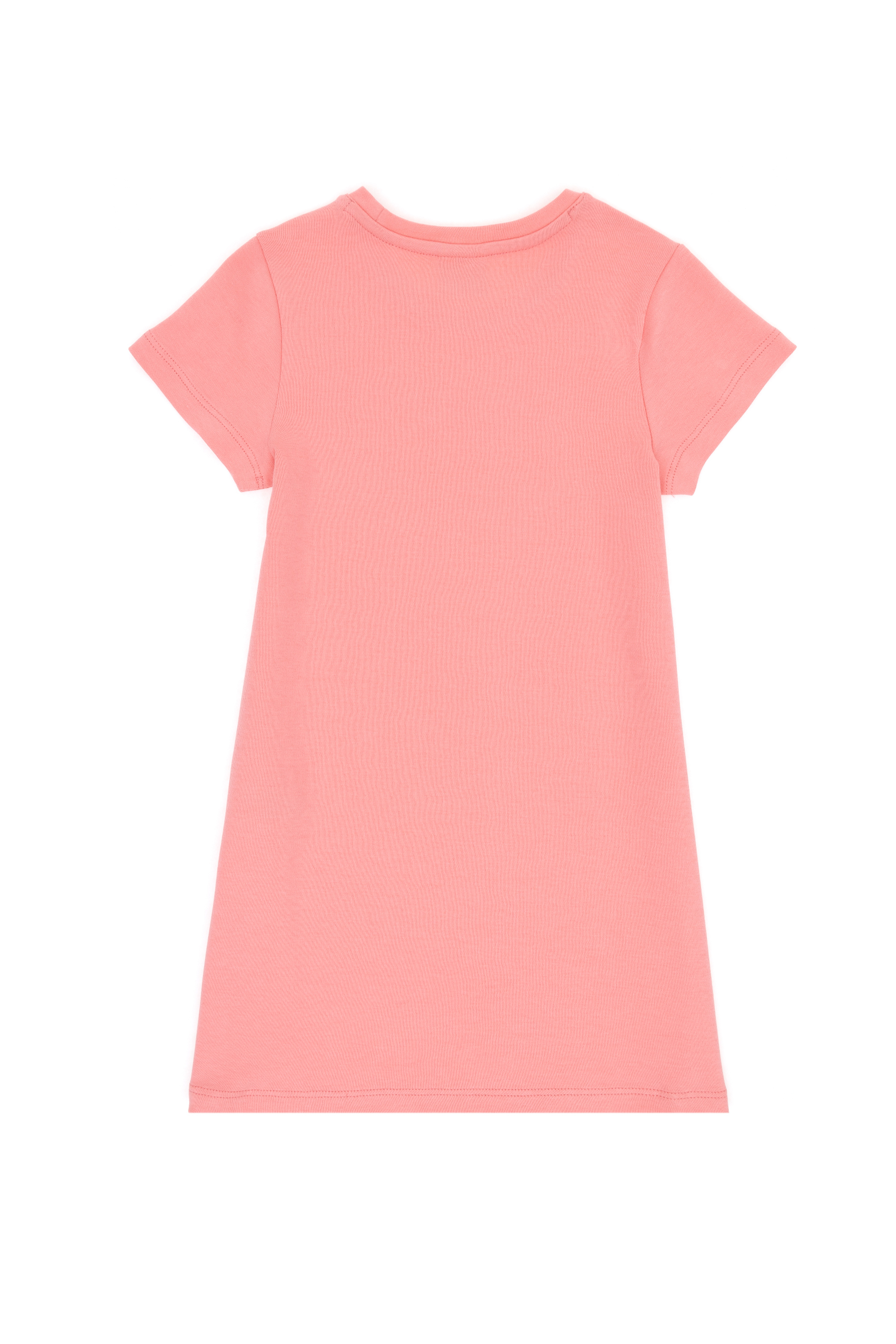 Kız Çocuk Pembe Bisiklet Yaka Kısa Kol İnterlok Basic Örme Elbise - Image 5