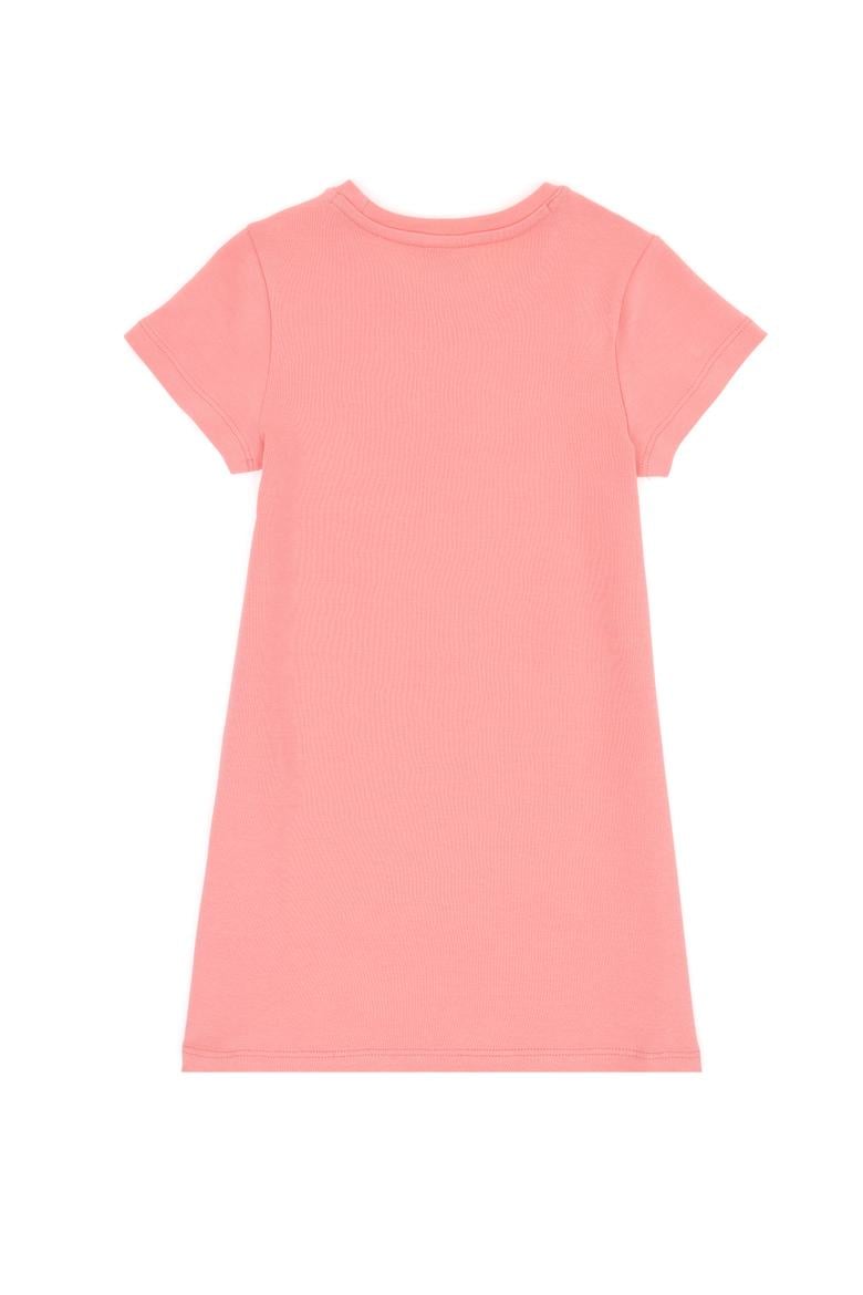 Kız Çocuk Pembe Bisiklet Yaka Kısa Kol İnterlok Basic Örme Elbise - 50306277012