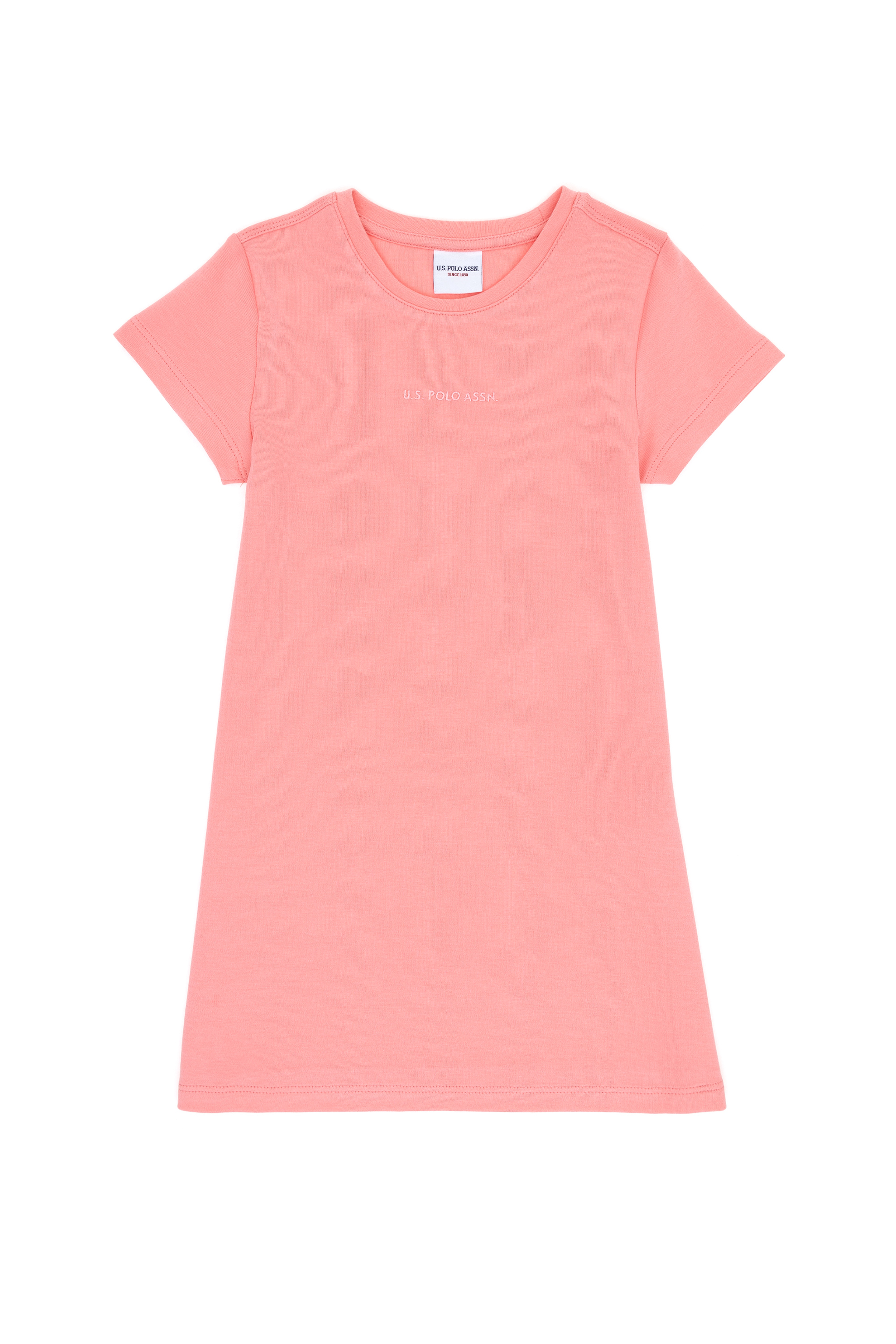 Kız Çocuk Pembe Bisiklet Yaka Kısa Kol İnterlok Basic Örme Elbise - Image 4