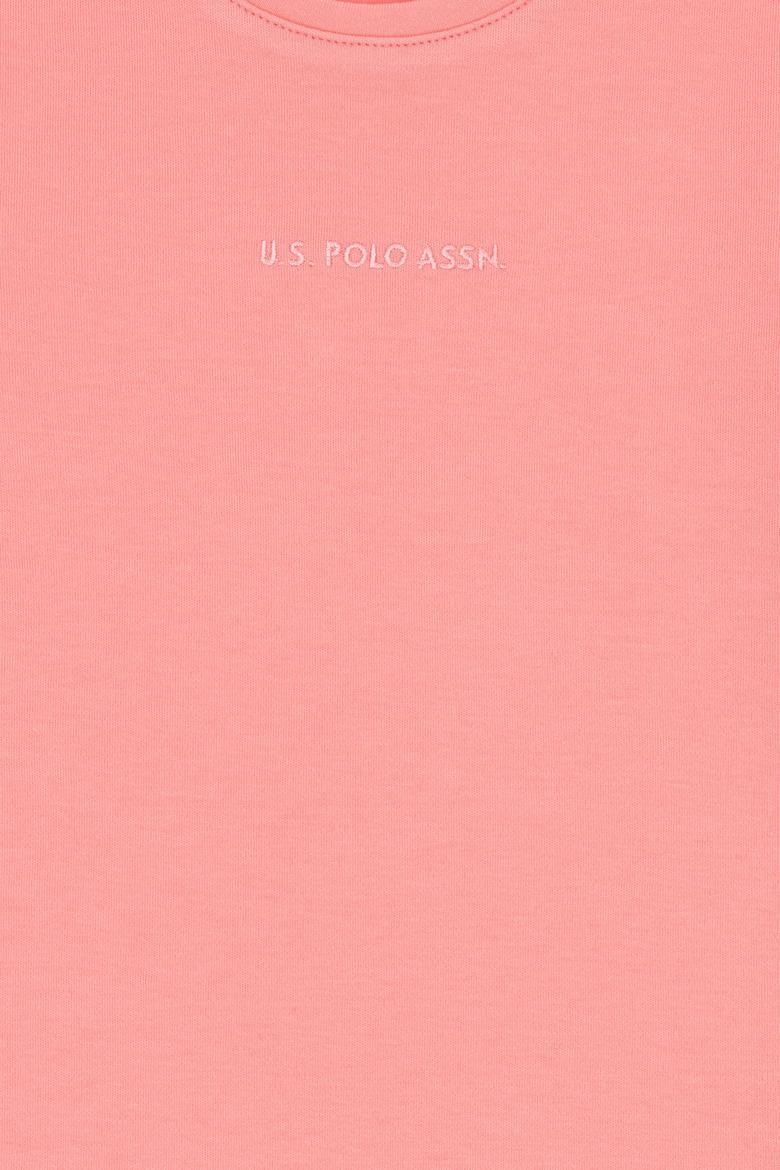 Kız Çocuk Pembe Bisiklet Yaka Kısa Kol İnterlok Basic Örme Elbise - 50306277012