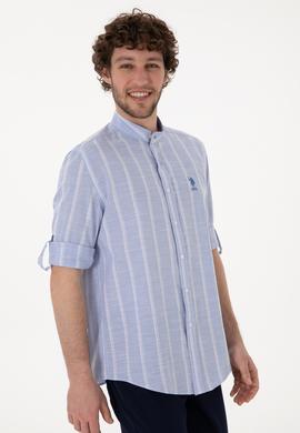 Erkek Hakim Yaka Mavi Gömlek - 50306392008