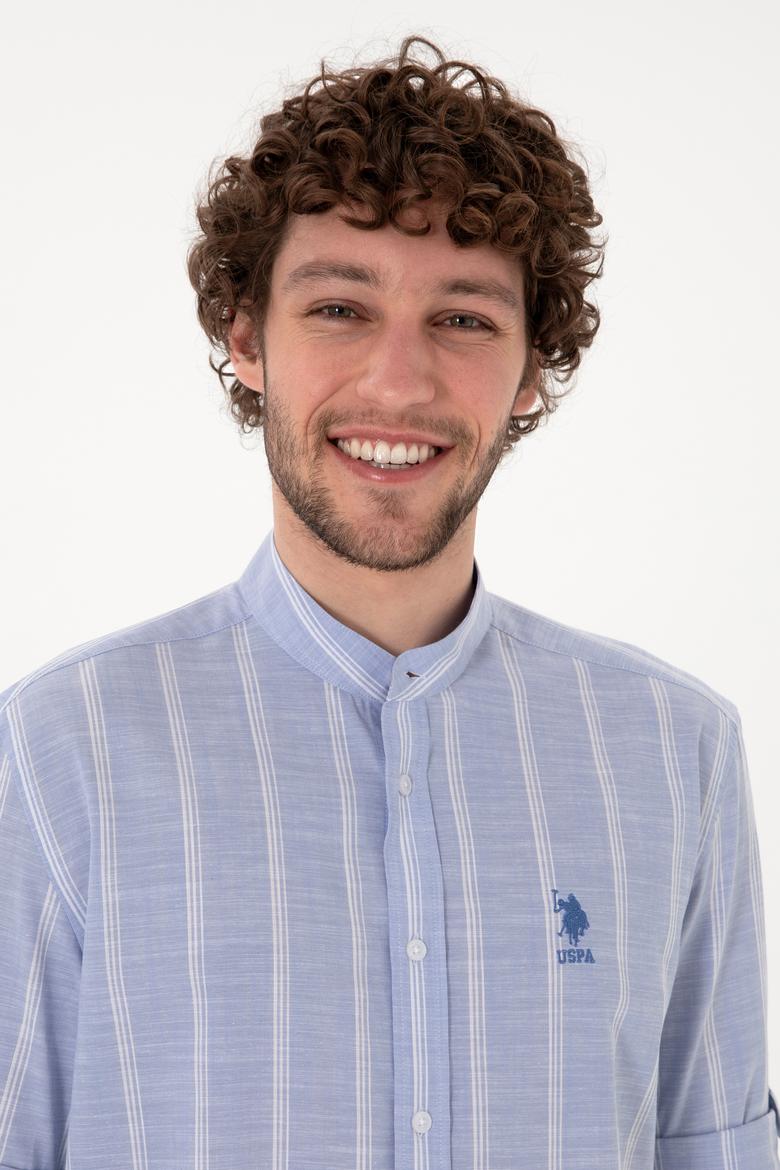 Erkek Hakim Yaka Mavi Gömlek - 50306392008