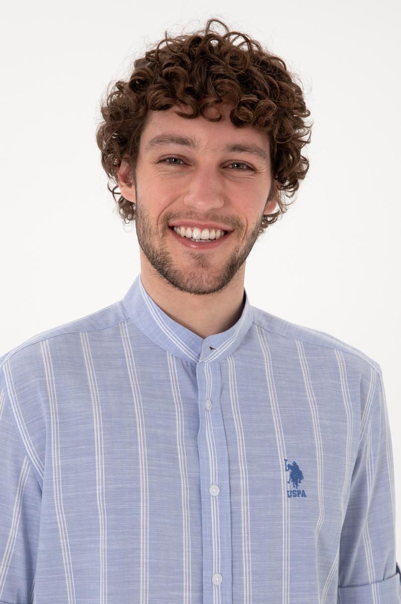 Erkek Hakim Yaka Mavi Gömlek