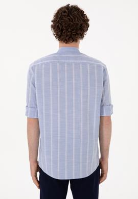 Erkek Hakim Yaka Mavi Gömlek - 50306392008