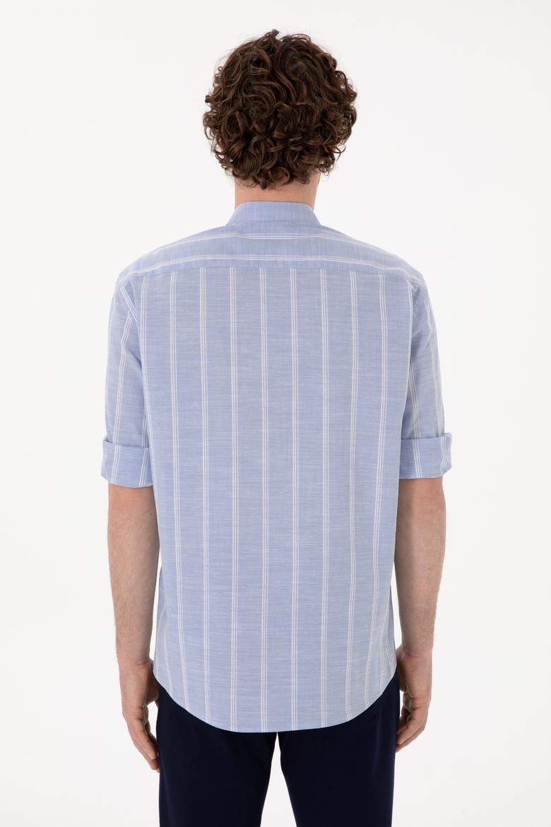 Erkek Hakim Yaka Mavi Gömlek - 50306392008