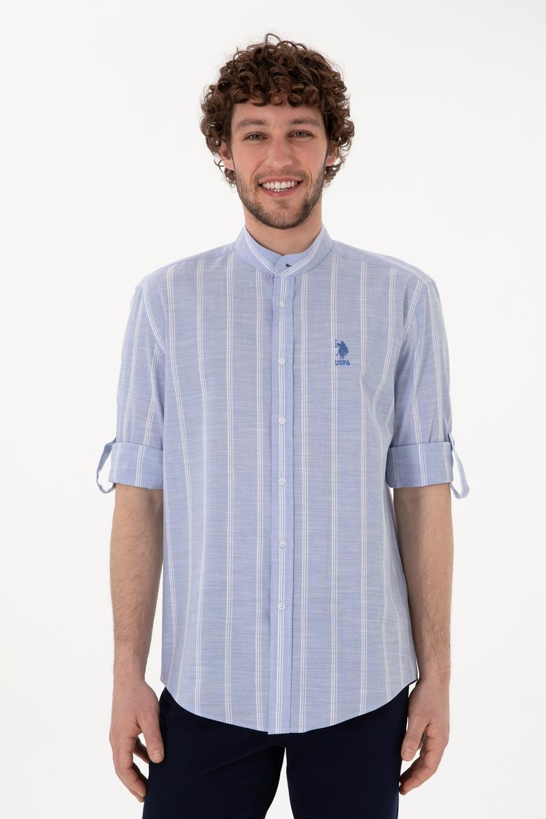 Erkek Hakim Yaka Mavi Gömlek