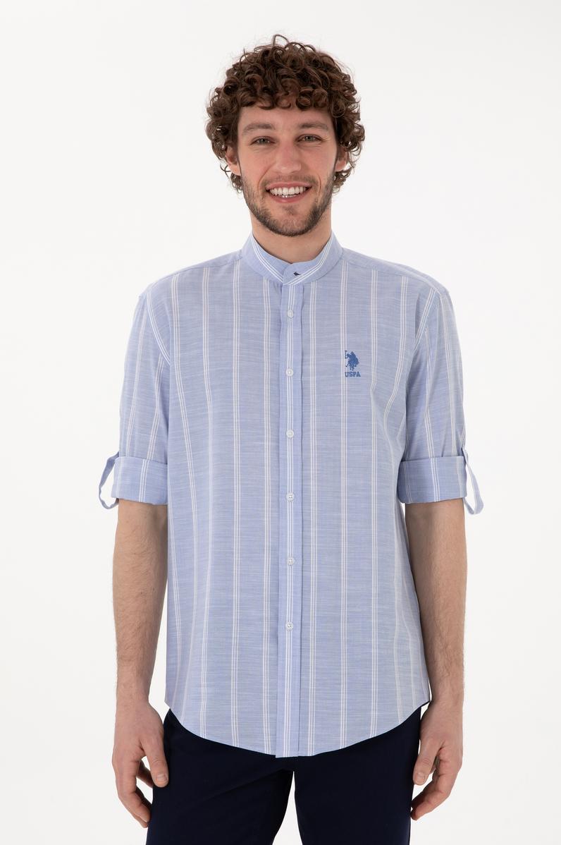 Erkek Hakim Yaka Mavi Gömlek