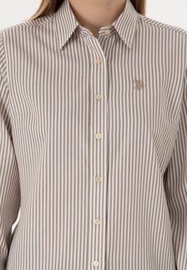 Kadın Haki Çizgili Uzun Kollu Gömlek - 50306407006