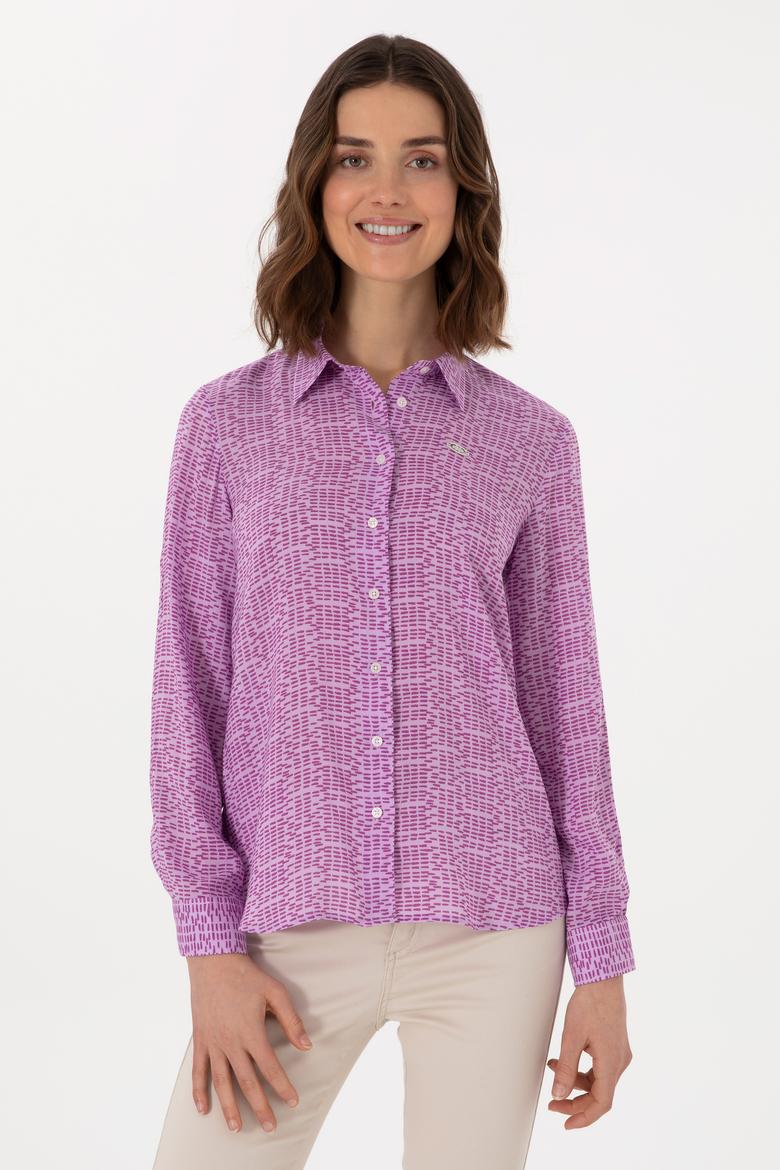 Kadın Mor Uzun Kollu Gömlek