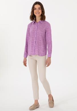 Kadın Mor Uzun Kollu Gömlek - 50306433021